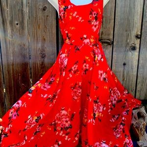 💃🏻Red, Floral, Sexy Handkerchief skirt, Dress 👠